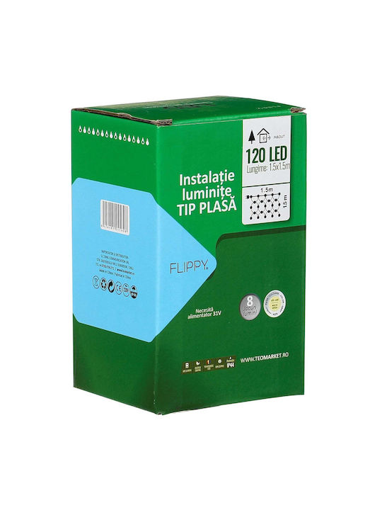 120 Lămpițe LED 1.5m. x 150buc Alb cald tip Plasă 1buc