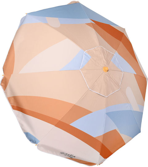 Estia Save the Aegean Folding Beach Umbrella Aluminum Diameter 2m with UV Protection and Air Vent Summer Daze