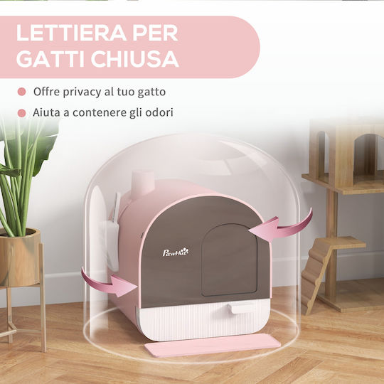 Pawhut Cat Toilet Closed with Filter Pink L43 x W44 x H47cm