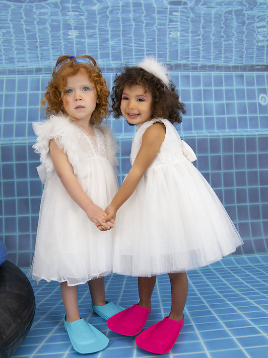 Bambolino Emma White Baptism Clothing Set with Hair Accessories & Dress made of Tulle 2pcs
