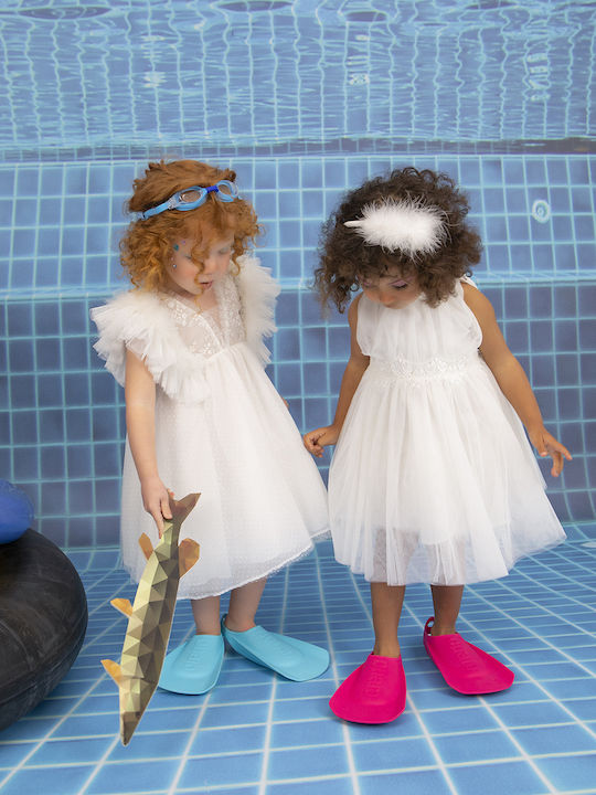 Bambolino Emma White Baptism Clothing Set with Hair Accessories & Dress made of Tulle 2pcs