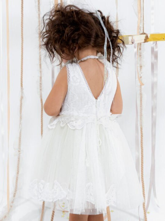 Baby u Rock Florentina Ivory Taufset Kleidung mit Haar-Accessoires & Kleid aus Spitze 2Stück