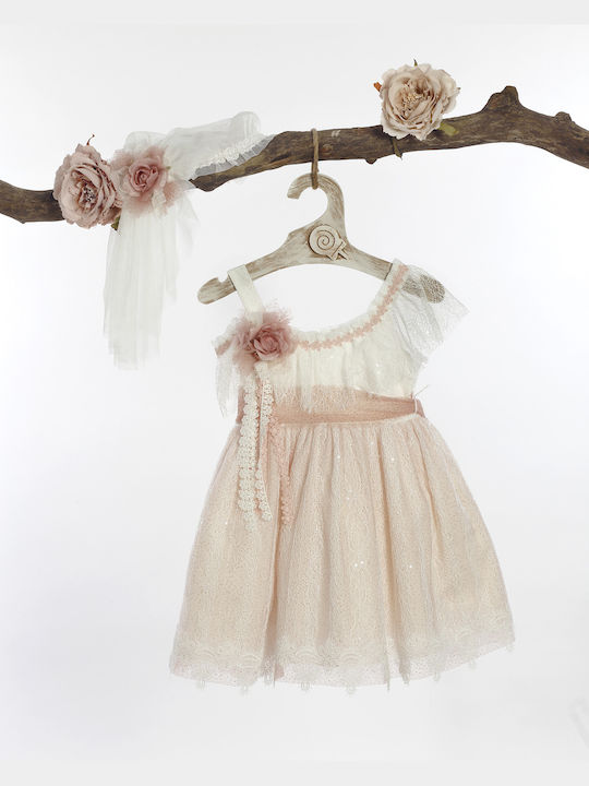 Lollipop Celebrations Ivorian/Sapio Apple Set de Haine de Botez cu Accesorii pentru păr , Rochie & Cardigan din Dantelă 3buc