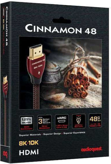Audioquest Cinnamon 48 HDMI 2.1 Ultra High Speed 48Gbps 4K 120Hz HDR VRR Cable HDMI Male - HDMI Male 3m Silver