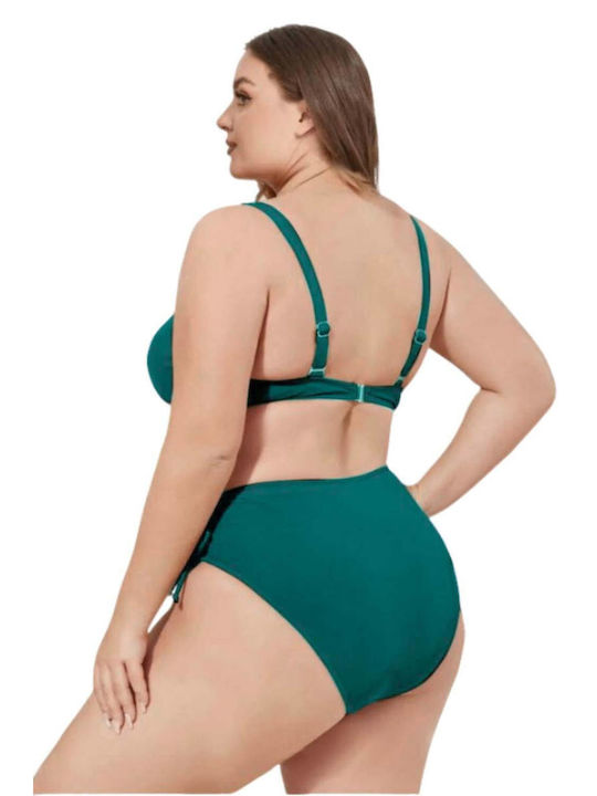 Set bikini de mărime mare cu legătură la gât, verde