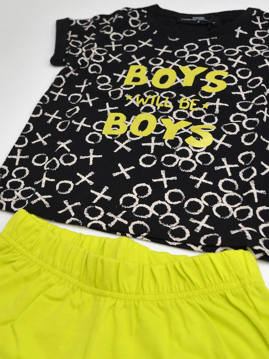 Prod Set Summer 2pcs Black/lime Boys Will Be Boys