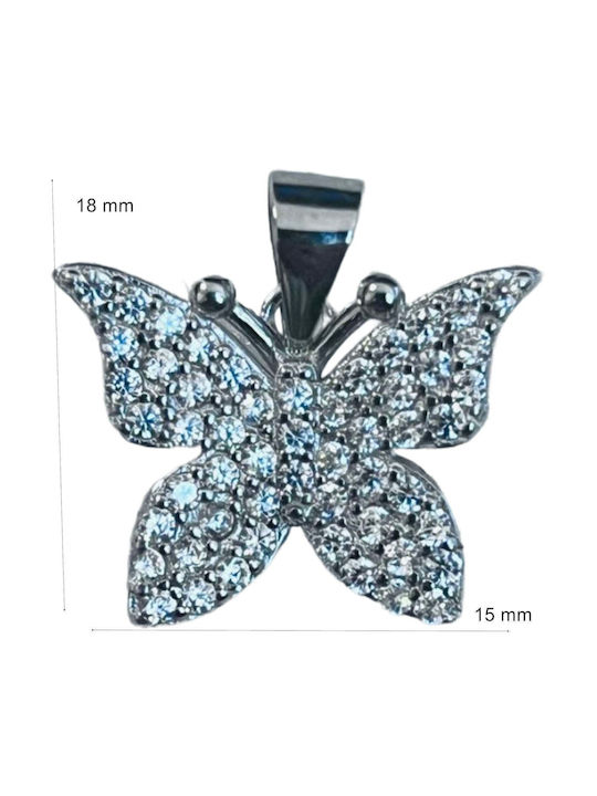 Anhänger Jolie Silber Silber 925 Schmetterlingsmodell Rhodium Steine Zirkonia 18 x 15 mm 2,3 g