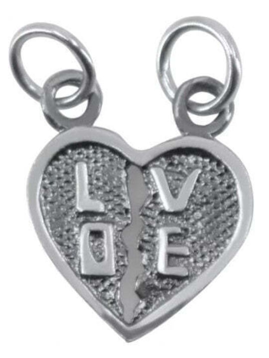 Pandantiv Jolie Argint Sterling 925 Model Două Jumătăți de Inimă 1.1 G 1.5 X 1.5 Cm