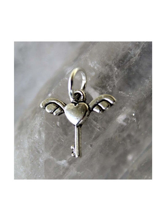 925 Silver Pendant Jolie Silver Key Wings Design 13 X 17 Mm 1.1 G