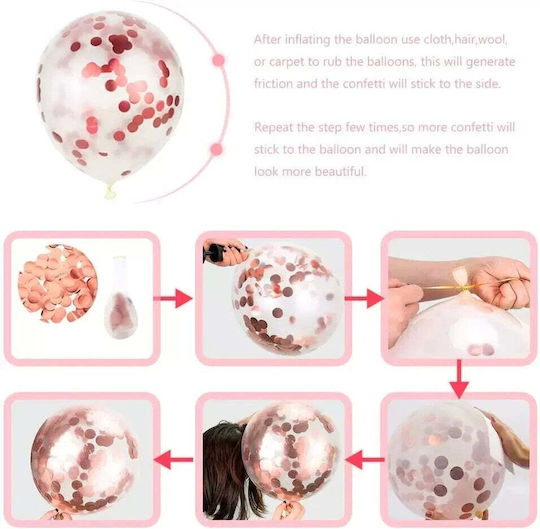 Set 15 Party Balloons Flippy Rose Gold White 30 Cm