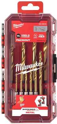 Milwaukee Set of 10 Drills Titanium with Hexagonal Shank for Metal