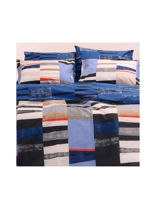 Melinen Tommy Double Cotton Duvet Cover 200x245 Blue