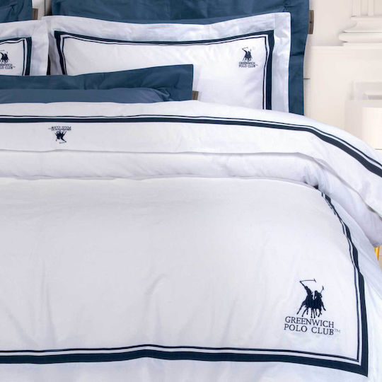 Greenwich Polo Club Комплект Плик за Завивка Памучен Кинг Сайз с 2 Калъфки 220x240 2174 Бял