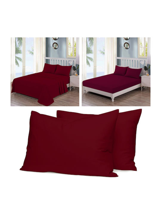 Casa Colori Παπλωματοθήκη Βαμβακερή Διπλή 205x245 Burgandi