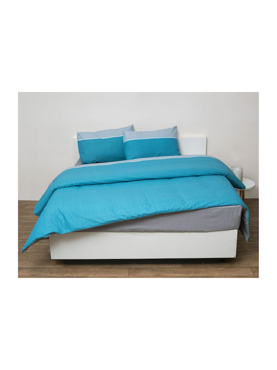 Anna Riska Duvet Cover Set Cotton Semi-double with Pillowcase 180x240 5010 Petrol Blue