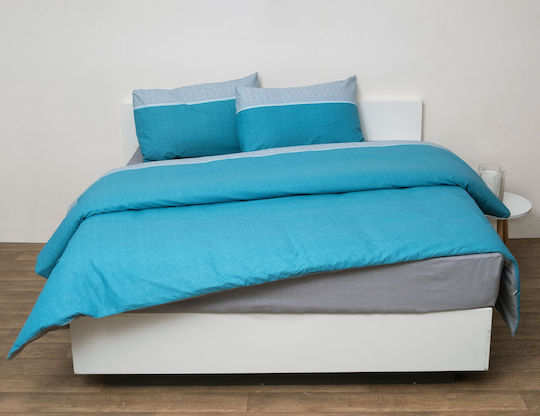 Anna Riska Duvet Cover Set Cotton Queen with 2 Pillowcases 220x240 5010 Petrol Blue