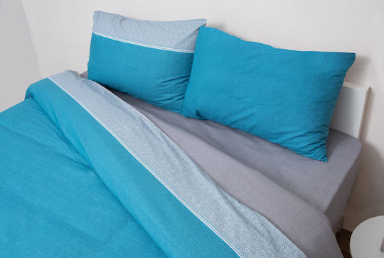 Anna Riska Duvet Cover Set Cotton Queen with 2 Pillowcases 220x240 5010 Petrol Blue