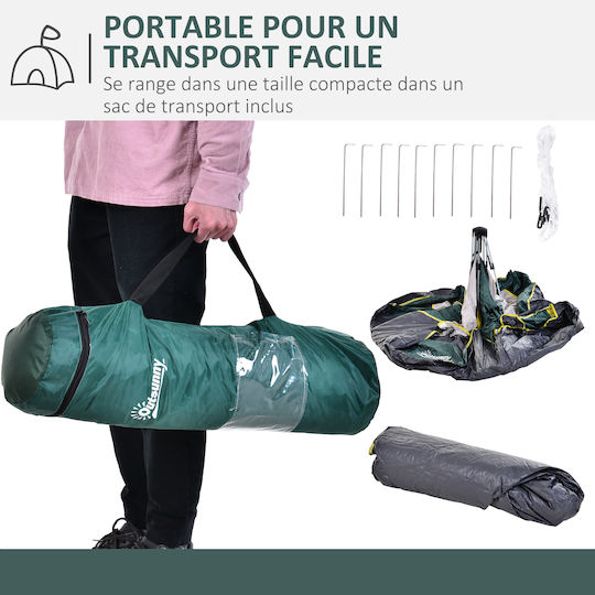 Outsunny Automatic Summer Camping Tent Green for 2 People 205x195x135cm