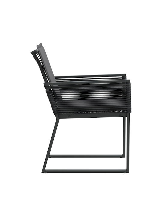 Outdoor Chair Rattan Black with Cushion 2pcs 45x42x79cm