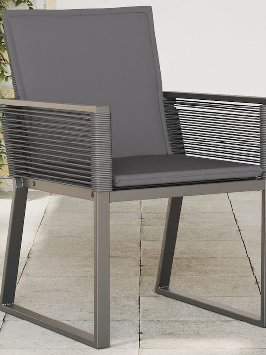 Outdoor Chair Rattan Black with Cushion 2pcs 45x42x79cm