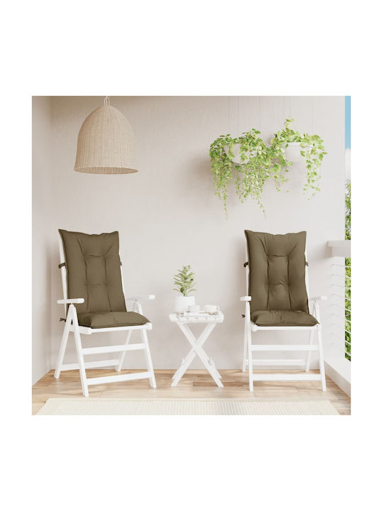 vidaXL Garden Chair Cushion with Back Taupe 2pcs 50x120cm.