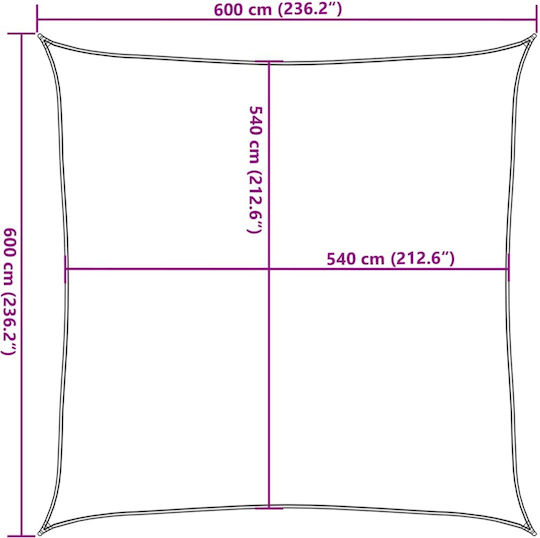 vidaXL Square Shade Sail Gray 6x6m 160gr/m²