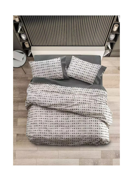 Makis Tselios Home Παπλωματοθήκη Βαμβακερή Υπέρδιπλη 220x240 Term Γκρι