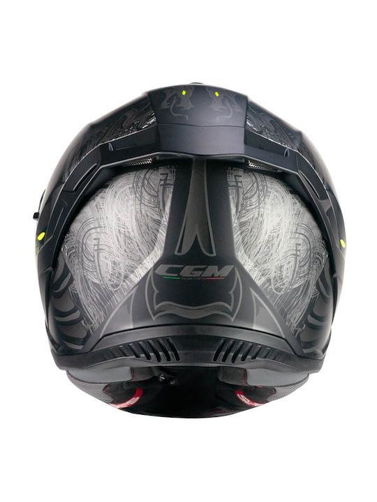 CGM Shot Nippo 363S Black/Yellow Fluo Matt Cască Moto Față întreagă ECE 22.06 1550gr cu Sunvisor