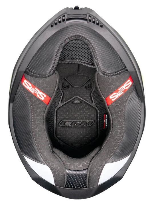 CGM Shot Nippo 363S Black/Yellow Fluo Matt Cască Moto Față întreagă ECE 22.06 1550gr cu Sunvisor