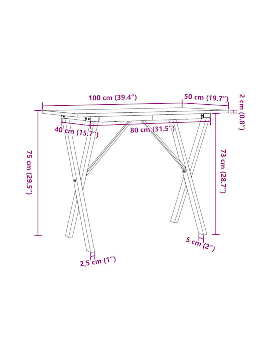 Table Dining Room from Solid Wood & Metal Coffee 100x50x75cm