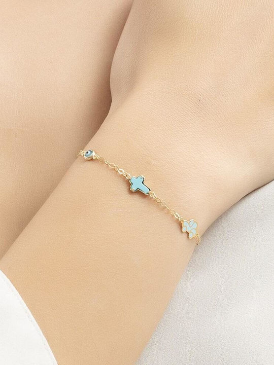 Kids Gold Plated Silver Bracelet 925 Cross Br21100265