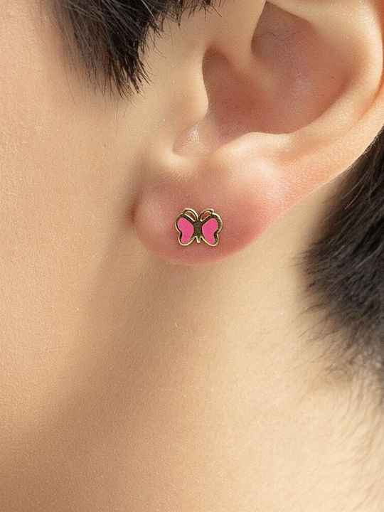 Eforo Gold Plated Kids Earrings Studs Butterflies from Silver