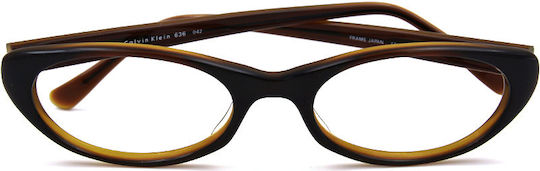 Calvin Klein Weiblich Kunststoff Brillenrahmen Katzenauge Braun CK636S 042