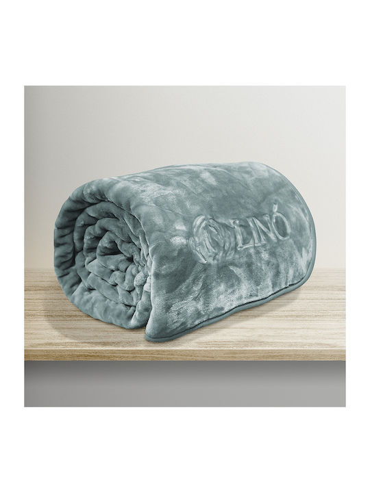 Lino Home Velvet Blanket Velveteen Double Bed 220x240cm Mint
