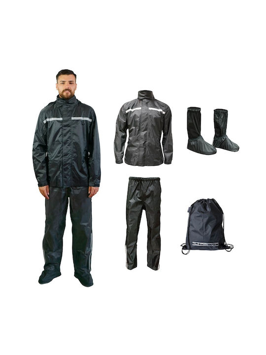 Adiavroxo (Work Aprons & Sleeves) Set impermeabil pentru pantaloni și jachetă de motocicletă pentru bărbați Negru Culoare
