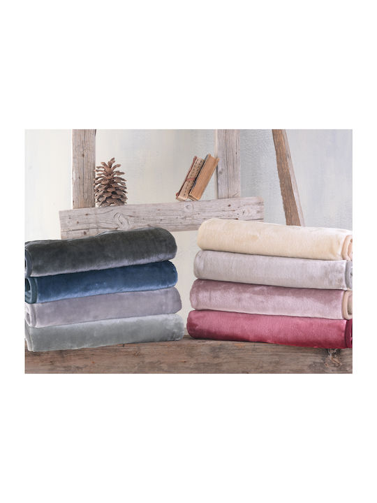 Rythmos Velour Κουβέρτα Βελουτέ Μονή 160x220εκ. Μπεζ