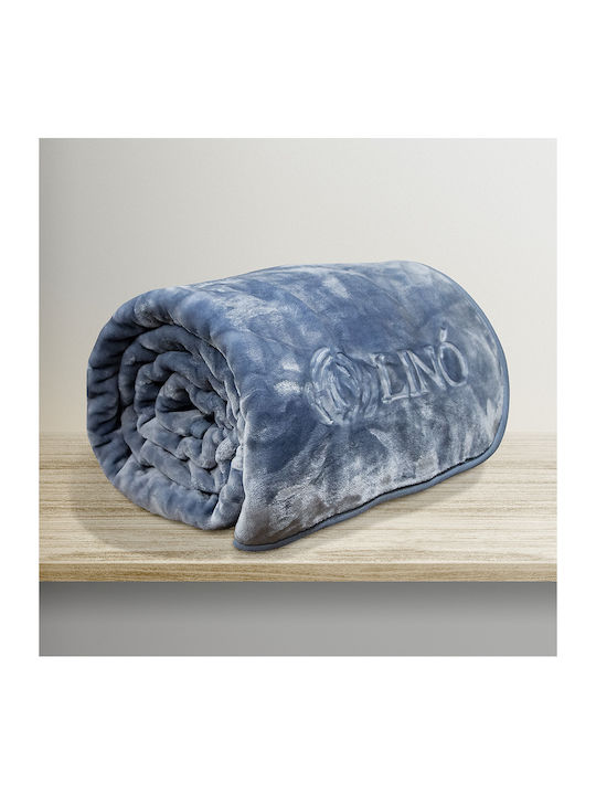 Lino Home Velvet Blanket Velveteen Double Bed 220x240cm Blue