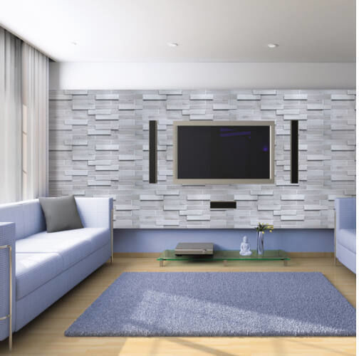 Panouri Decorative 3D Din PVC Cu Adeziv White Oak Alb 98x48x0.3cm