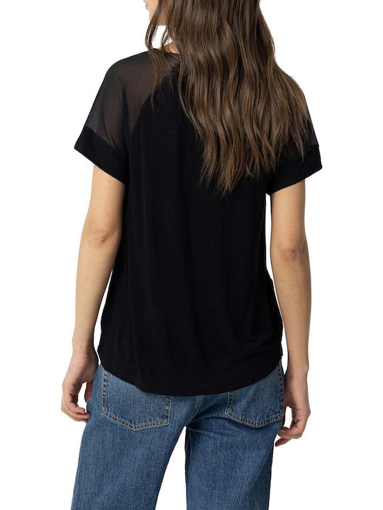 Tiffosi Damen T-Shirt mit Durchsichtigkeit Black