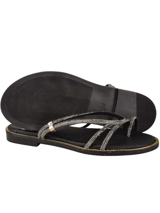 Yfantidis Women's Flat Sandals in Black Color