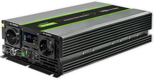 Qoltec Inverter für Autos Reine Sinuswelle 3000W zur Umwandlung von 12V DC in 230V AC mit 1xUSB