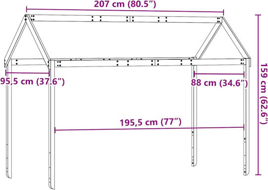 Κιόσκι Κρεβατιού Καφέ 207x95.5x159cm