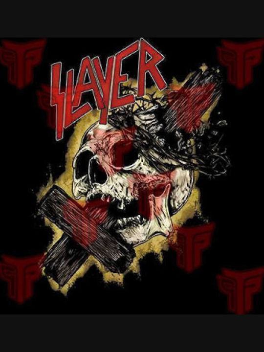 Tricou fără mâneci negru cu logo-ul trupei Slayer pentru bărbați 330-7526b-02