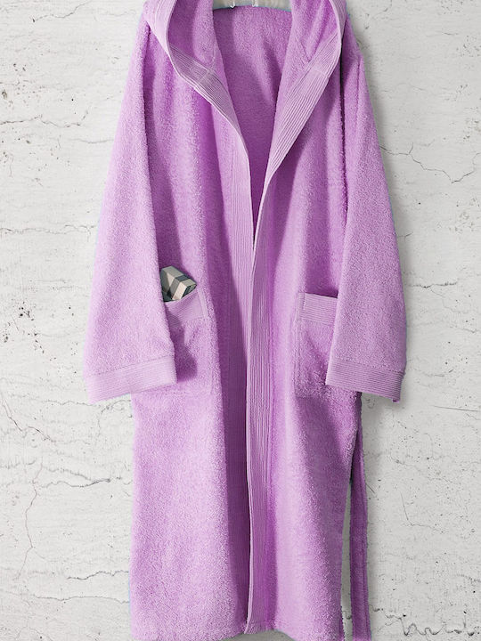 Rythmos Amadeus Women's Hooded Bathrobe Lilac 420gr/m²