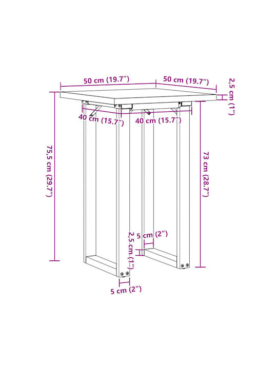 Masă Sala de mese din Lemn Masiv & Metal Maro 50x50x75.5buc
