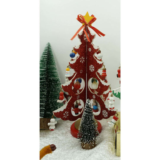 Decorațiune de Crăciun Lemn Braduleț 33cm. Roșu