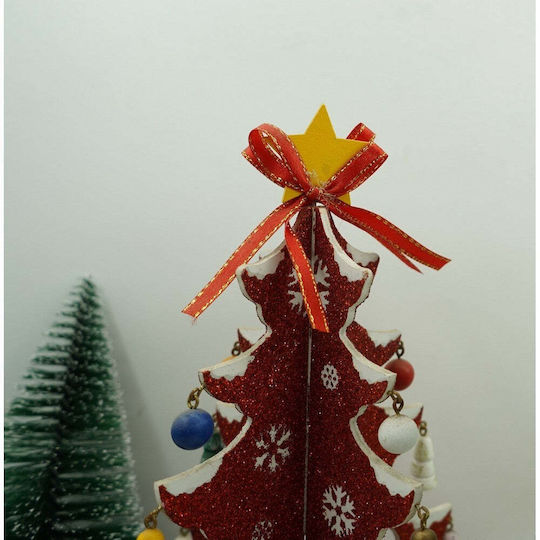 Decorațiune de Crăciun Lemn Braduleț 33cm. Roșu
