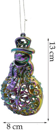 Hanging Snowman Ornament Plastic 13x8cm