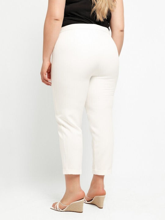 Dina Women's Fabric Capri Trousers White