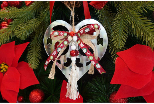 Hängendes Herz Ornament Weiß 26x14cm